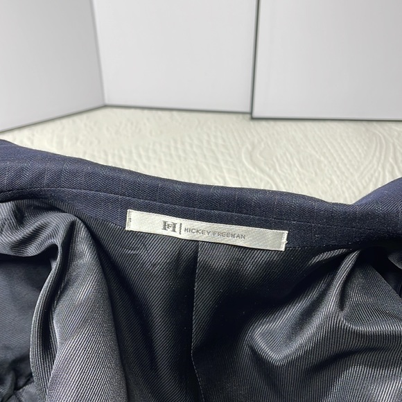 ⭐️Hickey Freeman LTD mens 100% worsted wool navy pin striped blazer SZ 42L EUC - Picture 5 of 9